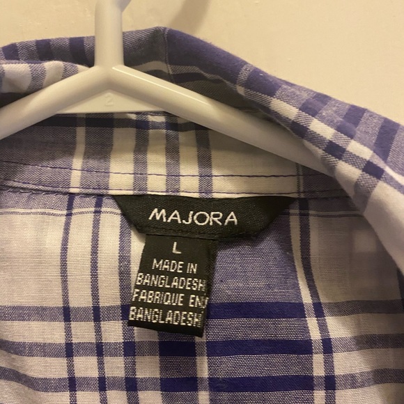 Purple and white short sleeve snap up shirt - Picture 3 of 3